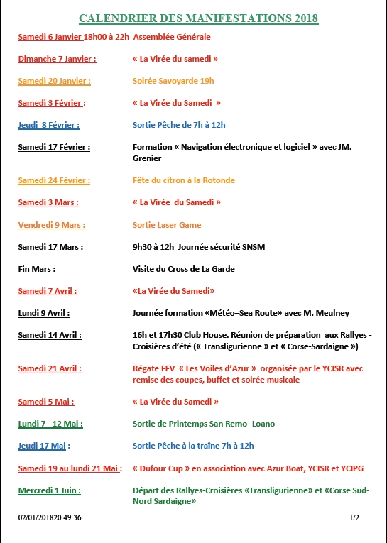 Calendrier 2018 page 1