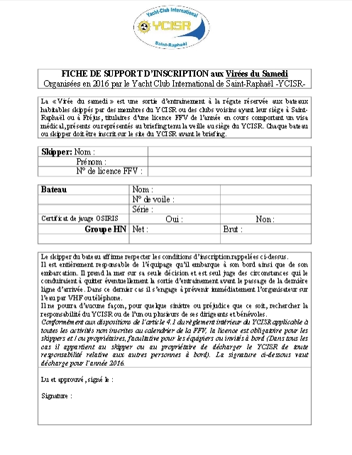 Fiche viree du samedi